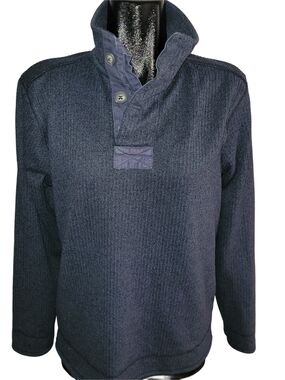 Field & Stream Men's Navy Ribbed Knit Quarter-Button Pullover Sweater Size M